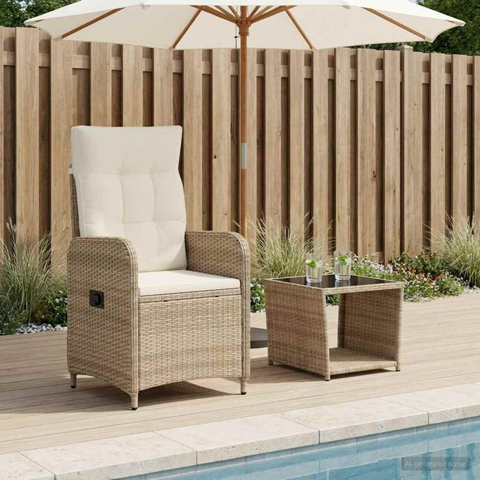 Set de lounge pentru grădină 2 buc. Bej și alb crem WALTI