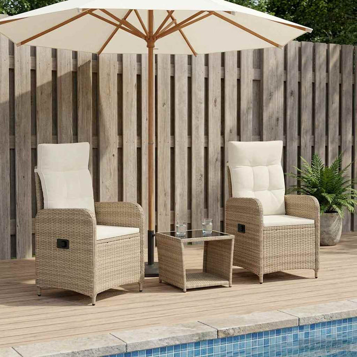 Set de lounge pentru grădină 3 buc. Bej și alb crem WALTI