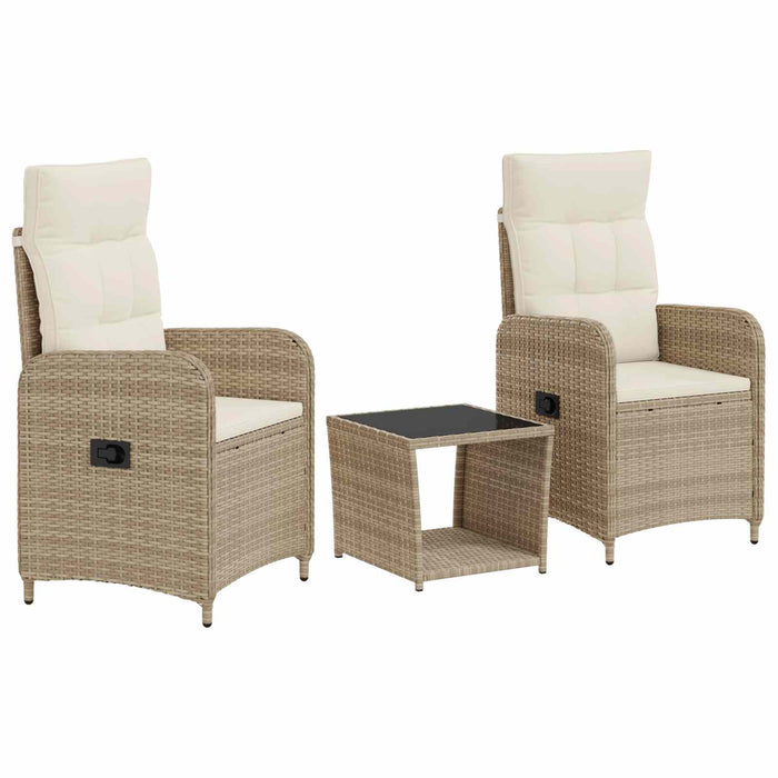 Set de lounge pentru grădină 3 buc. Bej și alb crem WALTI