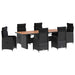 Set dining pentru exterior 7 buc. Negru poliratan - WALTI WALTI