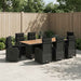 Set dining pentru exterior 9 buc. Negru poliratan - WALTI WALTI