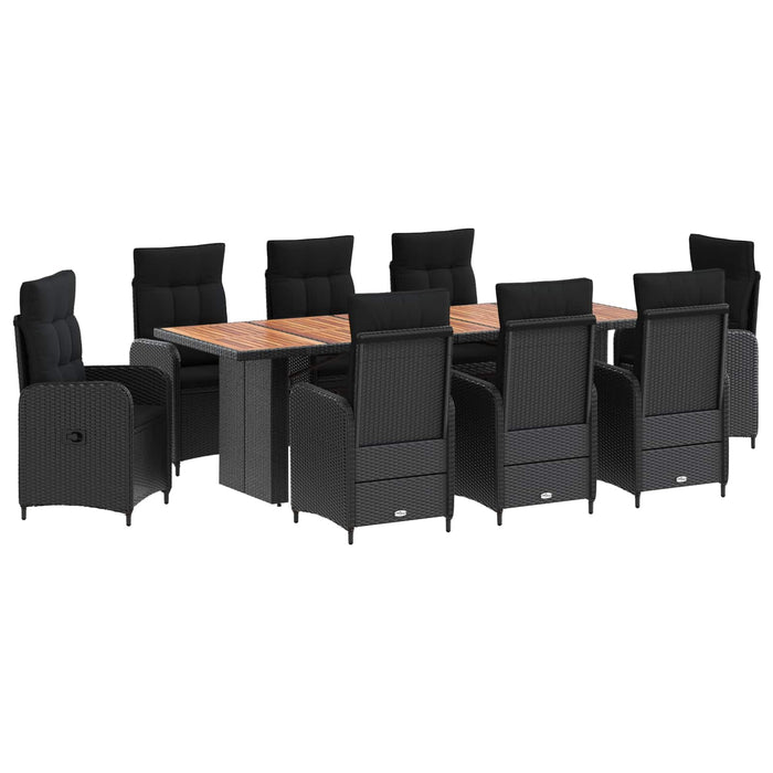 Set dining pentru exterior 9 buc. Negru poliratan - WALTI WALTI