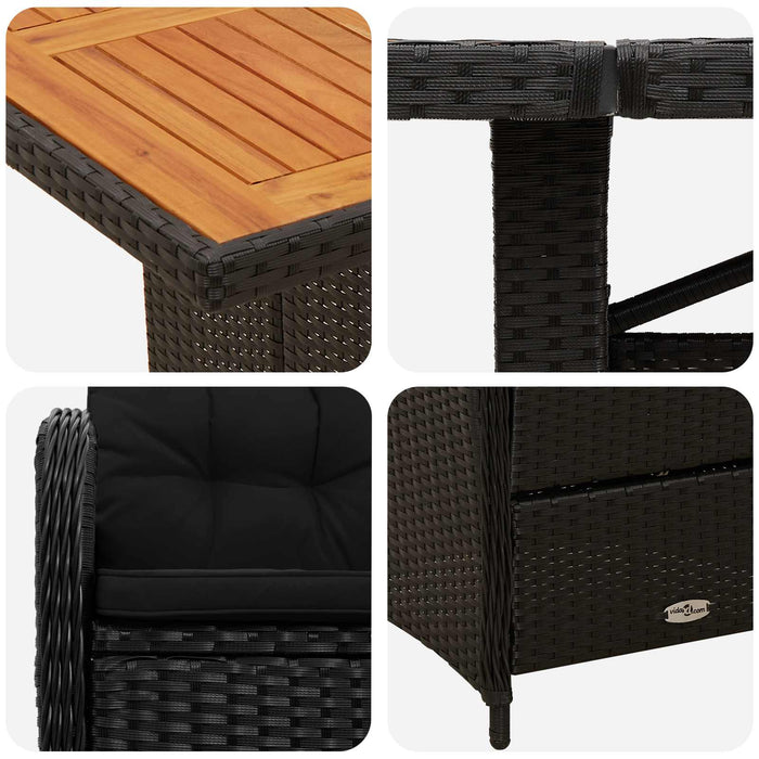 Set dining pentru exterior 11 buc. Negru poliratan WALTI