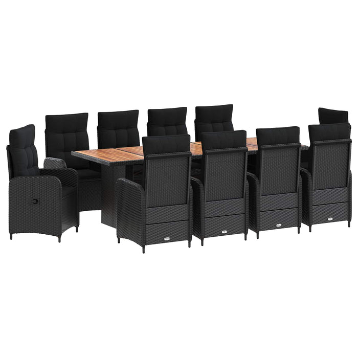 Set dining pentru exterior 11 buc. Negru poliratan WALTI