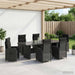 Set dining pentru exterior 7 buc. Negru poliratan - WALTI WALTI