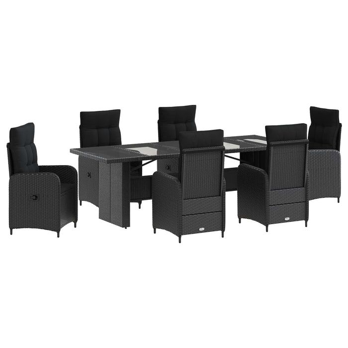 Set dining pentru exterior 7 buc. Negru poliratan - WALTI WALTI