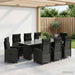 Set dining pentru exterior 9 buc. Negru poliratan - WALTI WALTI