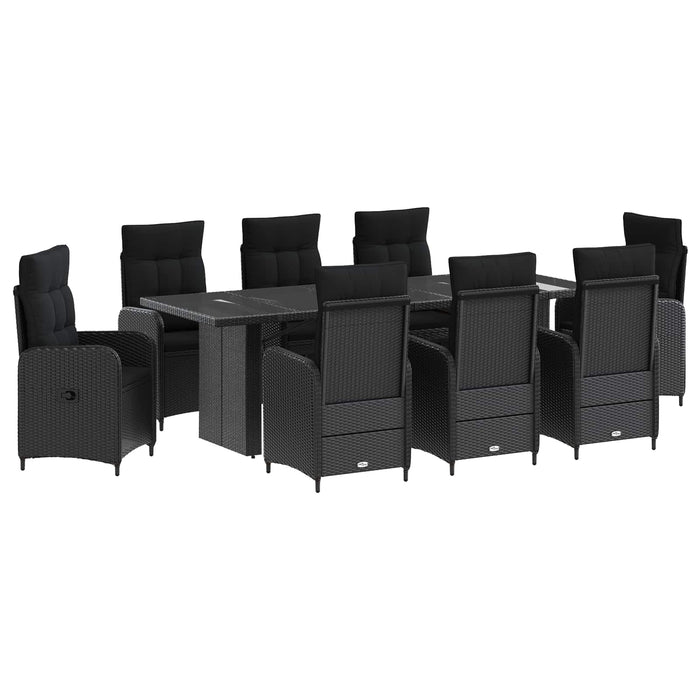 Set dining pentru exterior 9 buc. Negru poliratan - WALTI WALTI