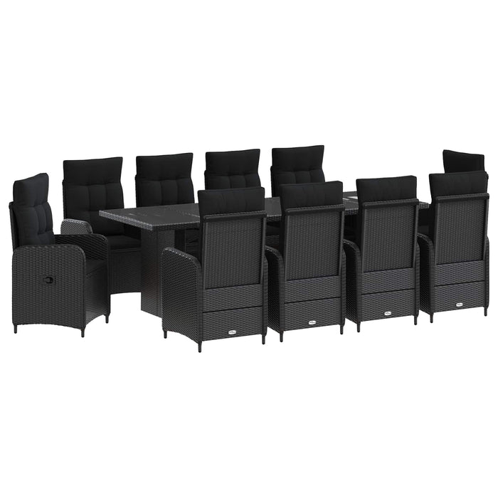 Set dining pentru exterior 11 buc. Negru poliratan - WALTI WALTI