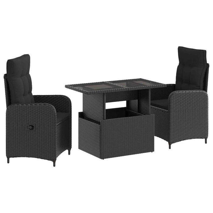 Set dining pentru exterior 3 pcs Negru poliratan WALTI
