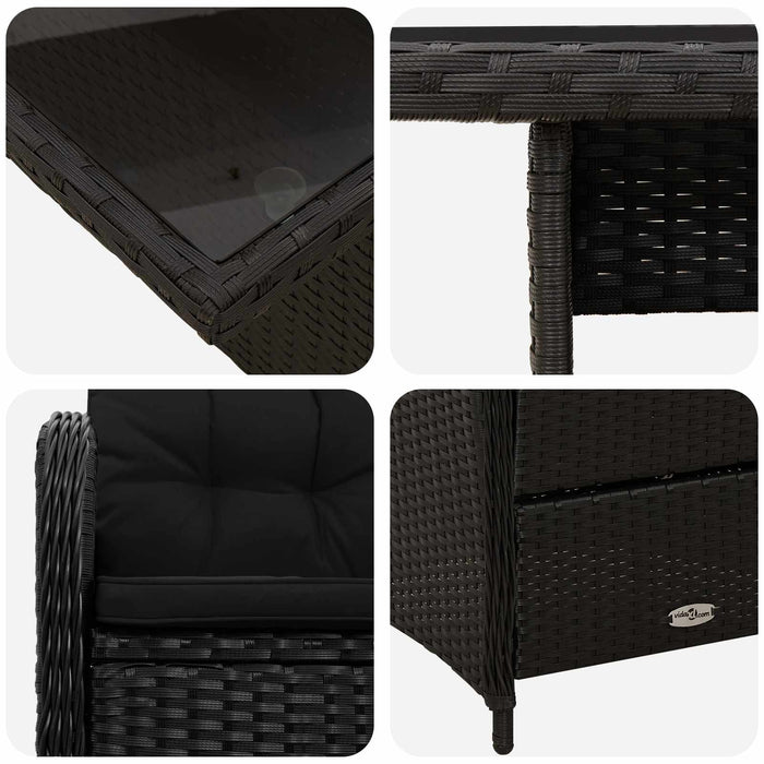 Set dining pentru exterior 5 pcs Negru poliratan WALTI