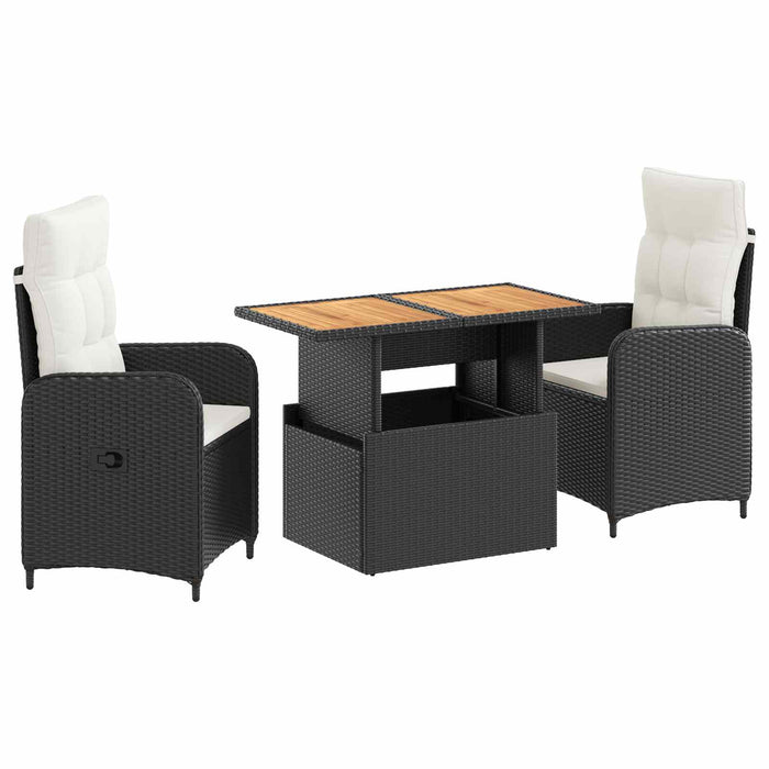 Set dining pentru exterior 3 pcs Negru și Alb crem WALTI