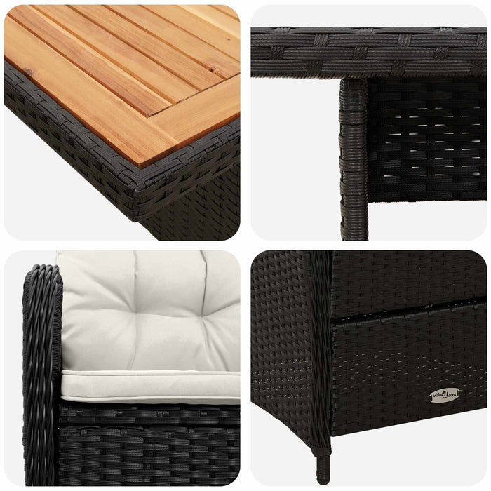Set dining pentru exterior 5 pcs Negru și Alb crem WALTI