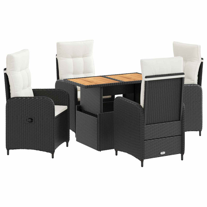 Set dining pentru exterior 5 pcs Negru și Alb crem WALTI