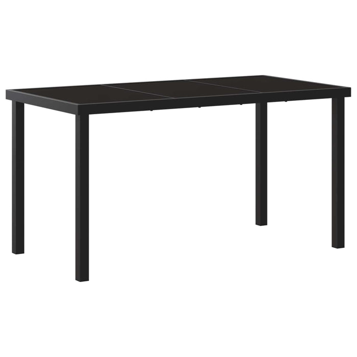 Set dining pentru exterior 7 buc. Negru și Alb crem poliratan WALTI