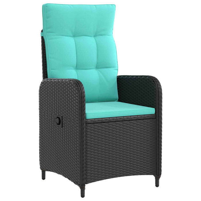 Set dining pentru exterior 7 buc. Negru și Turcoaz poliratan WALTI