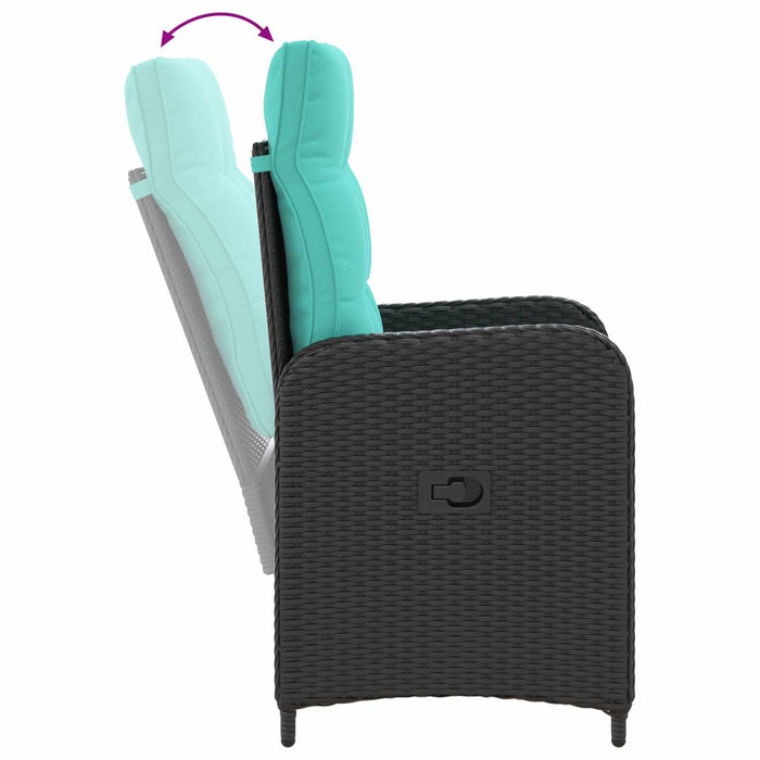 Set dining pentru exterior 7 buc. Negru și Turcoaz poliratan WALTI