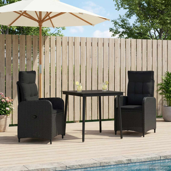 Set masă de canapea cu pernă cu pernă 3 pcs Negru WALTI