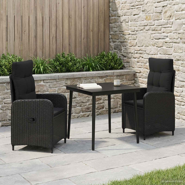 Set masă de canapea cu pernă cu pernă 3 pcs Negru WALTI