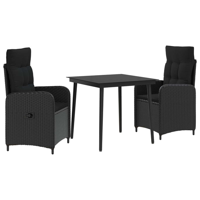 Set masă de canapea cu pernă cu pernă 3 pcs Negru WALTI