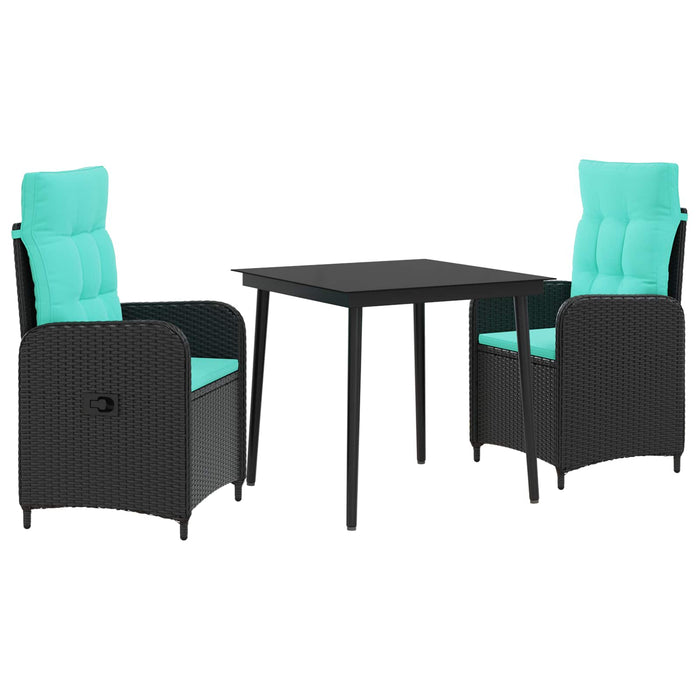 Set masă de canapea 3 pcs Rattan PE și oțel acoperit cu pulbere WALTI