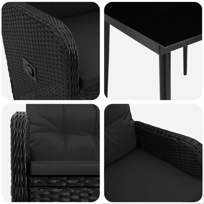 Set masă de canapea cu pernă cu pernă 7 pcs Negru WALTI