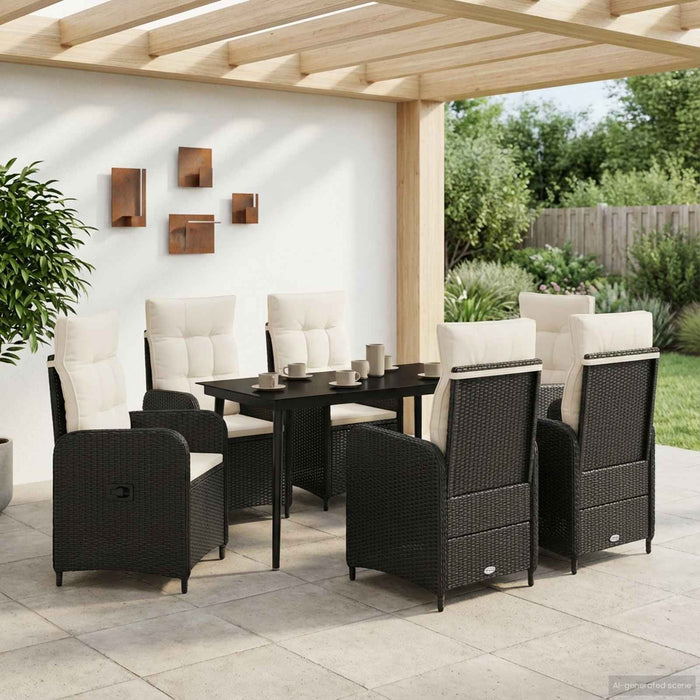 Set masă de canapea cu pernă cu pernă 7 pcs Negru și Alb crem WALTI
