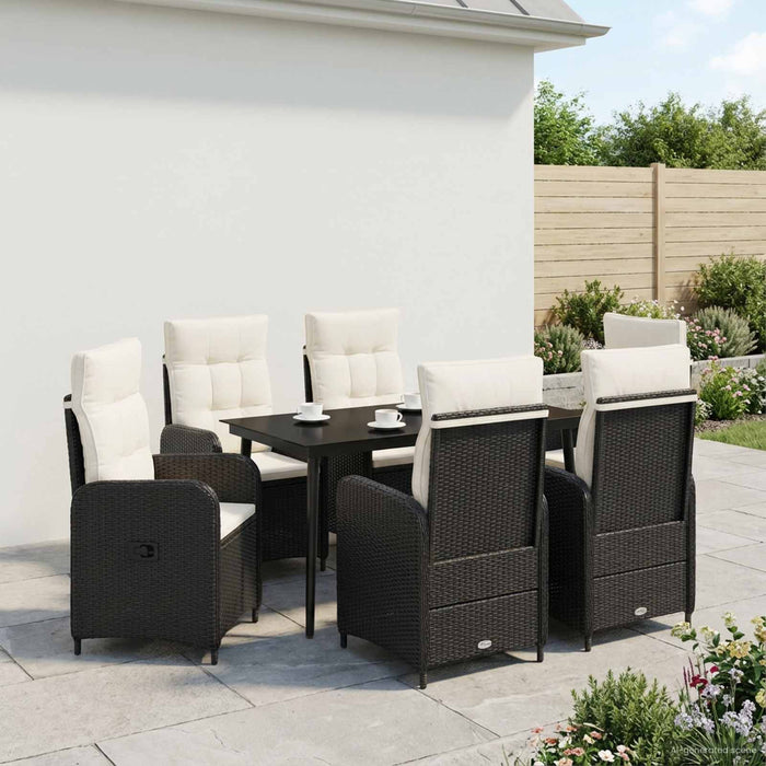Set masă de canapea cu pernă cu pernă 7 pcs Negru și Alb crem WALTI