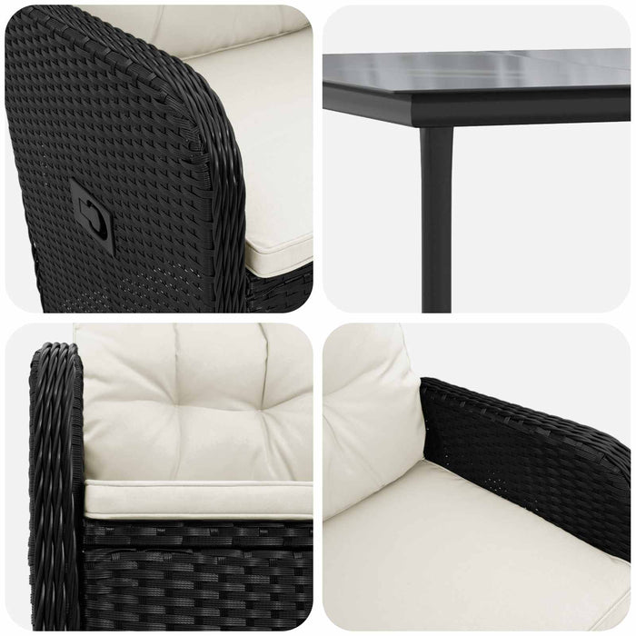 Set masă de canapea 7 pcs Rattan PE și oțel acoperit cu pulbere WALTI