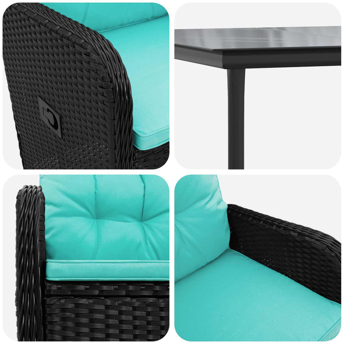 Set masă de canapea 5 pcs Rattan PE și oțel acoperit cu pulbere WALTI
