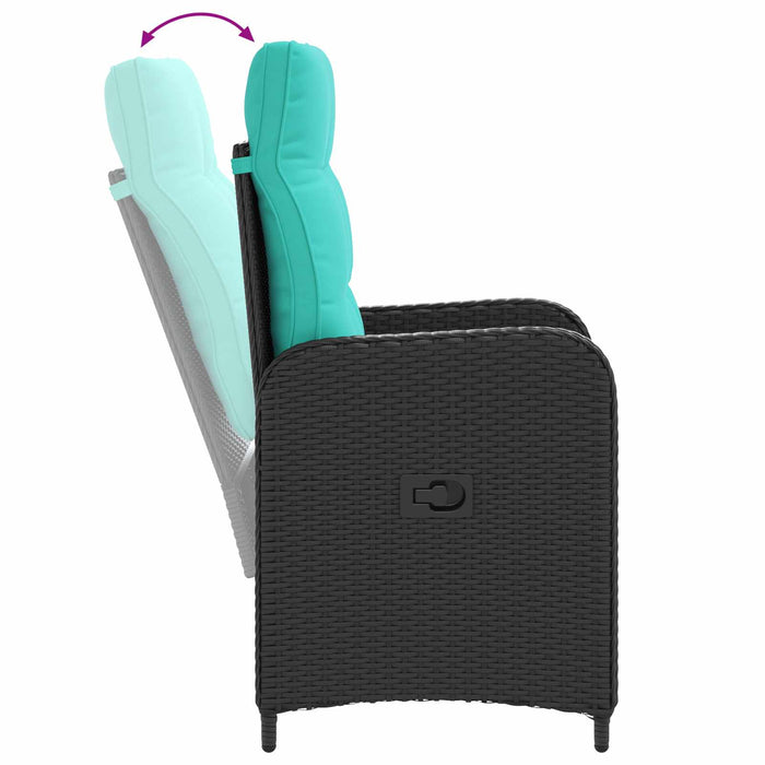 Set masă de canapea 5 pcs Rattan PE și oțel acoperit cu pulbere WALTI