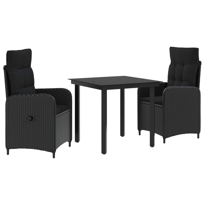 Set masă de canapea cu pernă cu pernă 3 pcs Negru WALTI