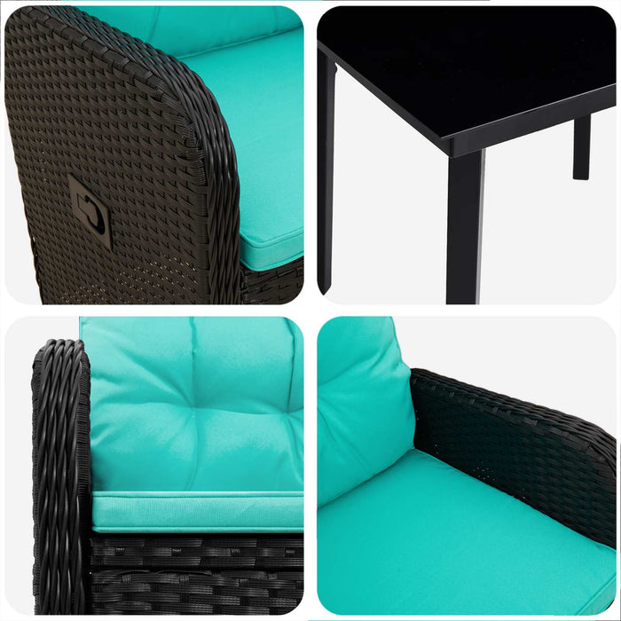 Set masă de canapea 3 pcs Rattan PE și oțel acoperit cu pulbere WALTI