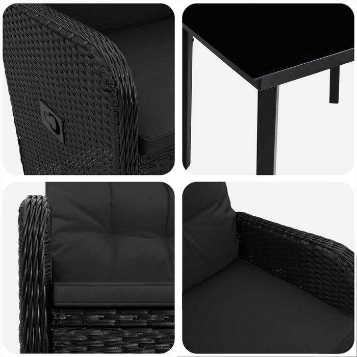 Set masă de canapea cu pernă cu pernă 7 pcs Negru WALTI