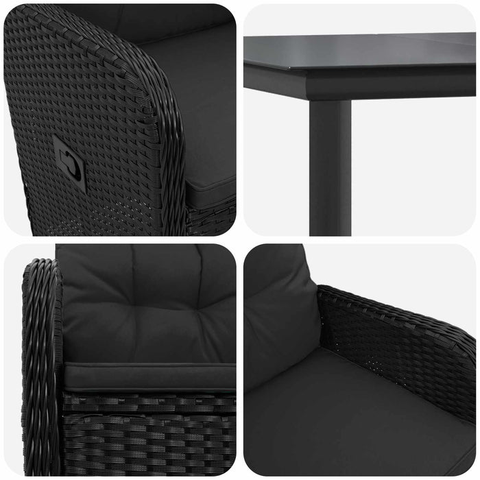 Set masă de canapea 5 pcs Rattan PE și oțel acoperit cu pulbere - WALTI WALTI