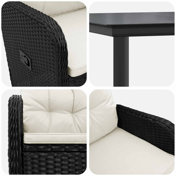 Set masă de canapea 5 pcs Rattan PE și oțel acoperit cu pulbere - WALTI WALTI