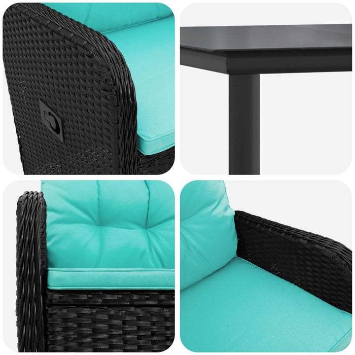 Set masă de canapea 5 pcs Rattan PE și oțel acoperit cu pulbere WALTI