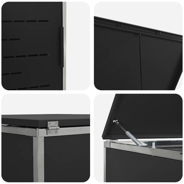 Depozitare pentru Containere cu Roți Negru Oţel inoxidabil WALTI