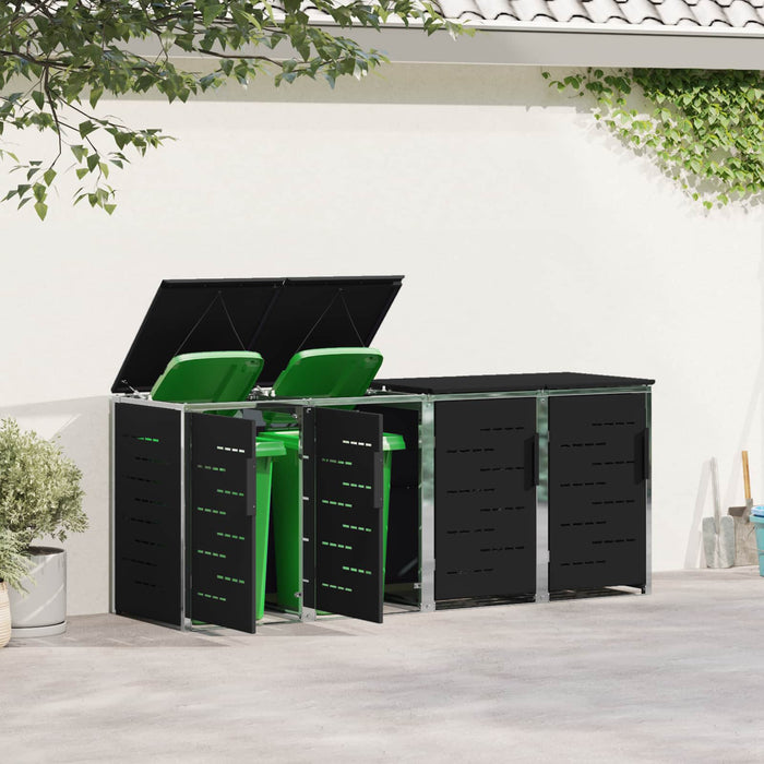 Depozitare pentru Containere cu Roți Negru Oţel inoxidabil WALTI