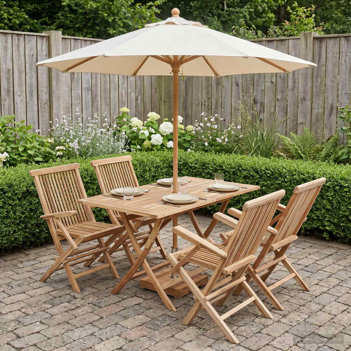 Set de Mobilier pentru Grădină 5 buc. natural Lemn solid de tec WALTI