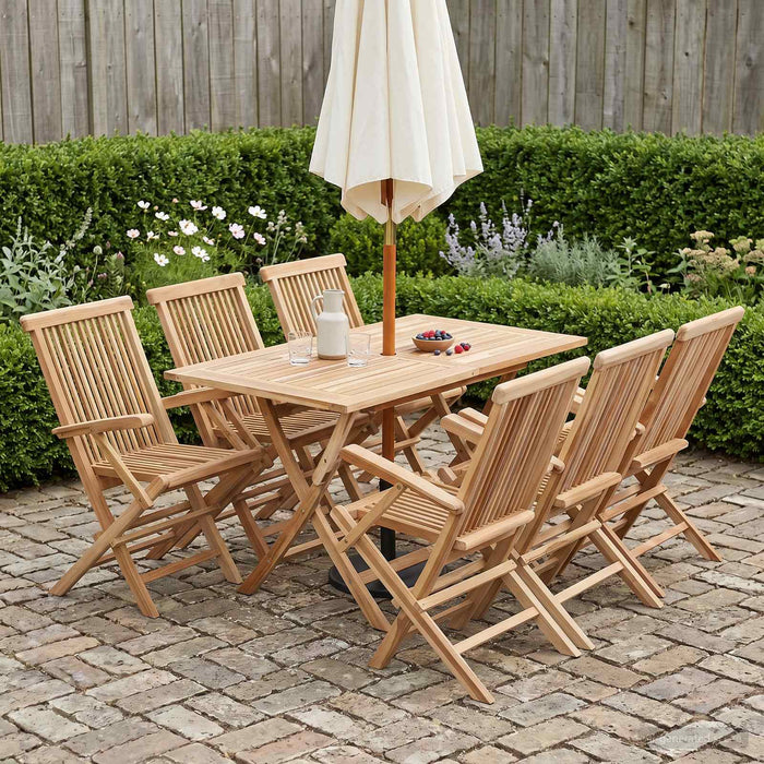 Set de Mobilier pentru Grădină 7 buc. natural Lemn solid de tec WALTI