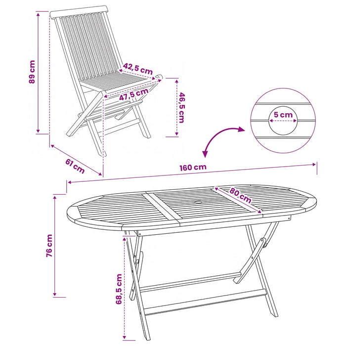 Set de Mobilier pentru Grădină 7 buc. natural Lemn solid de tec WALTI