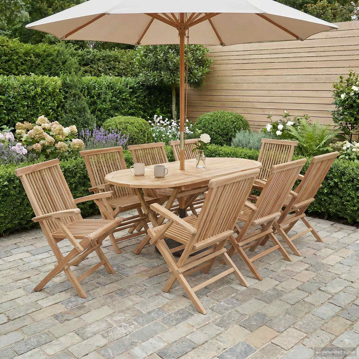 Set de Mobilier pentru Grădină 9 buc. natural Lemn solid de tec WALTI