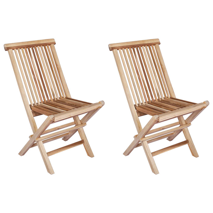 Scaun de grădină pliant 2 buc. natural Lemn solid de tec - WALTI WALTI