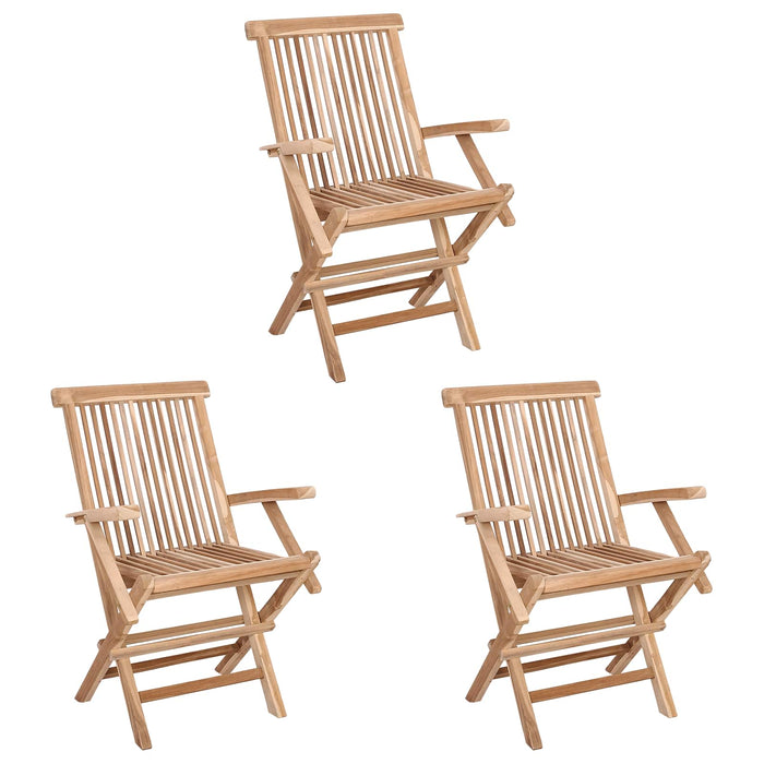 Scaun de grădină pliant 3 buc. natural Lemn solid de tec - WALTI WALTI