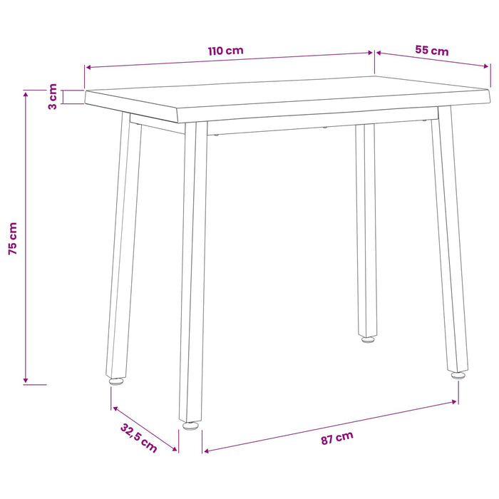 110 x 55 x 75 cm Lemn Solid de Acacia Maro închis și Alb WALTI