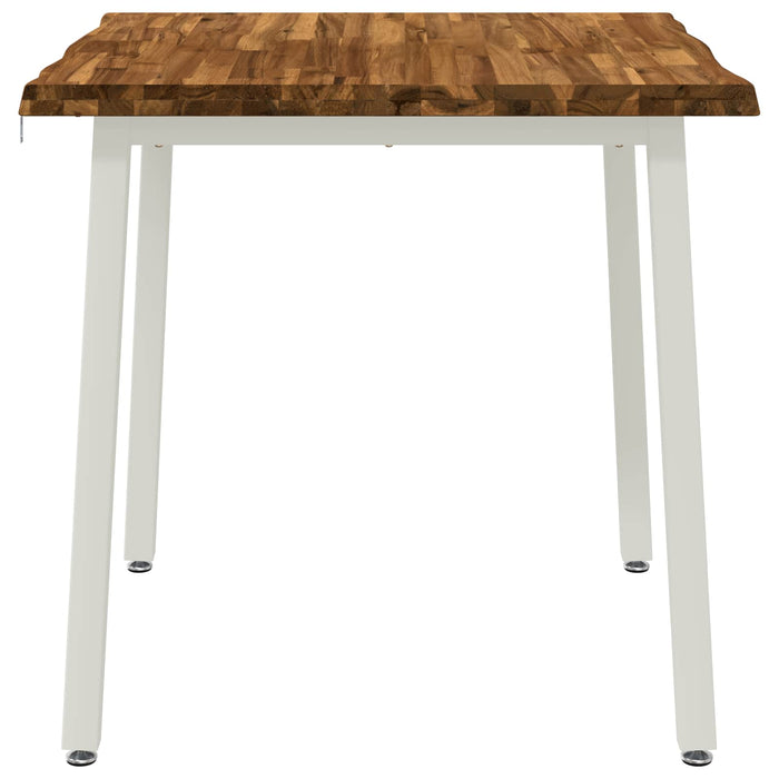 70 x 70 x 75 cm Lemn Solid de Acacia Natural și Alb Pătrat WALTI