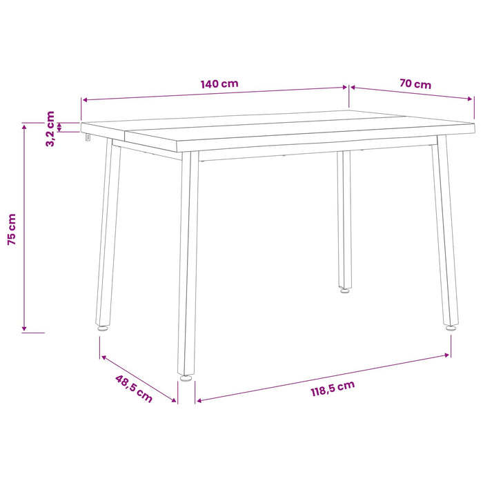 Masa de dining cu margine vie 140 x 70 x 75 cm - WALTI WALTI