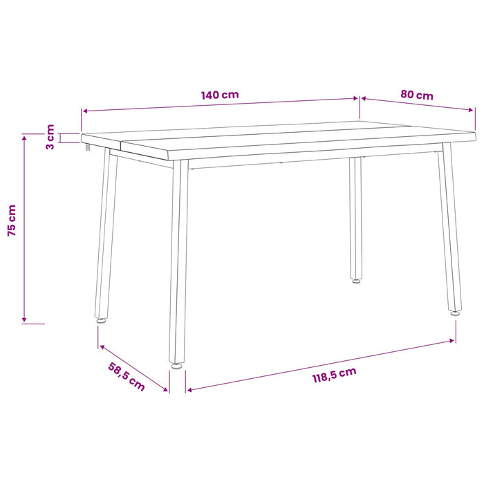 140 x 80 x 75 cm Lemn Solid de Acacia Natural și Alb WALTI
