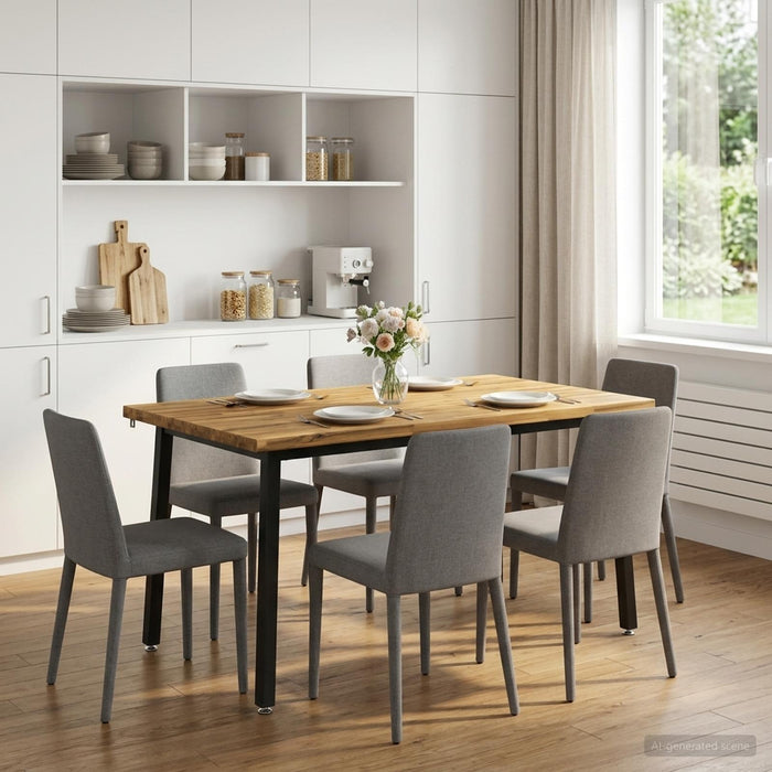 Masa de dining cu margine vie 140 x 90 x 75 cm Alb WALTI